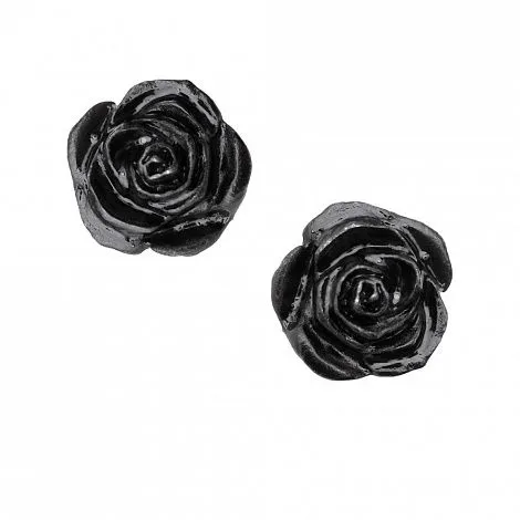Серьги-гвоздики "Черная роза"