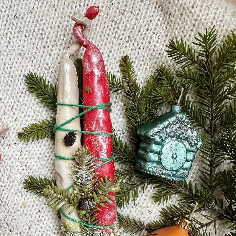 Катаная живая свеча "Йоль" с ольхой, елью, секретный ингридиент