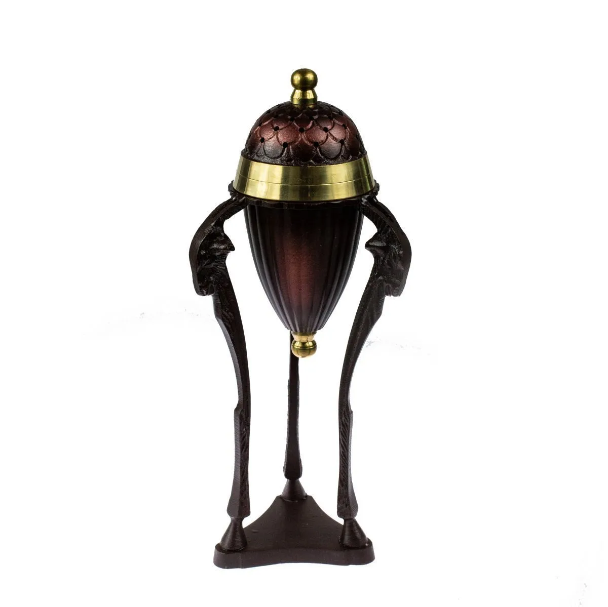 Высокая курильница в форме урны "Треножник Пана" латунная