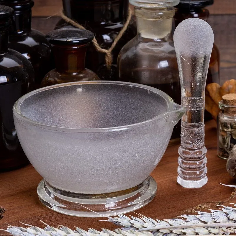 Стеклянная ступка с пестиком