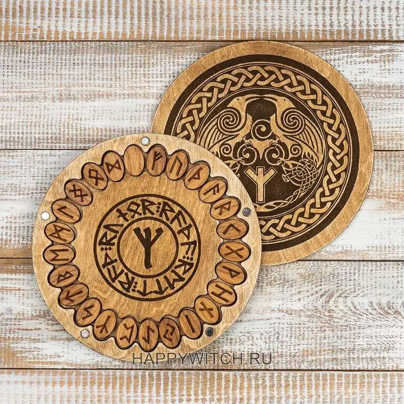 Руны "Колесо Футарка" деревянные, в футляре