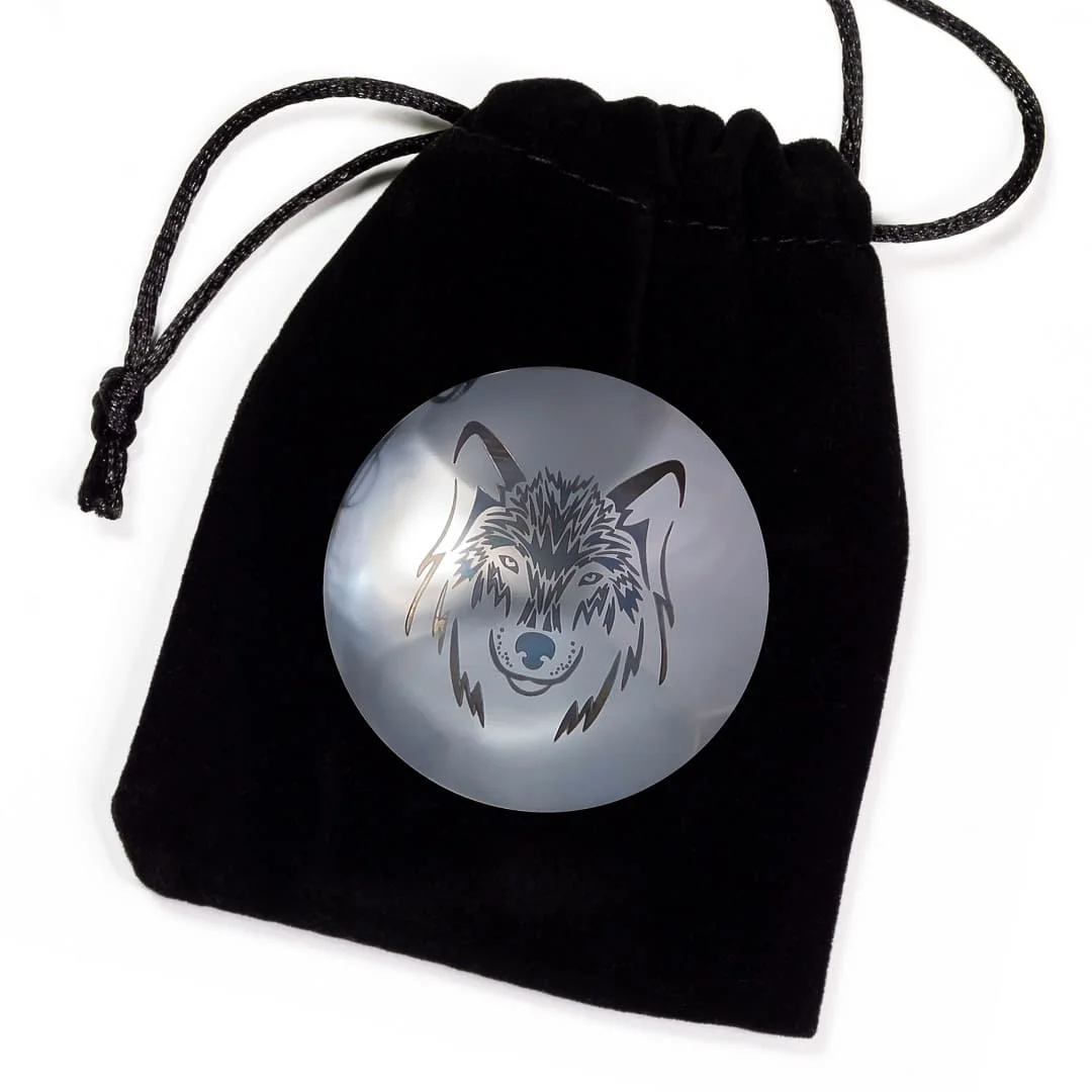 Шаманское зеркало "Дух Волка", 4,5 см, серебристое