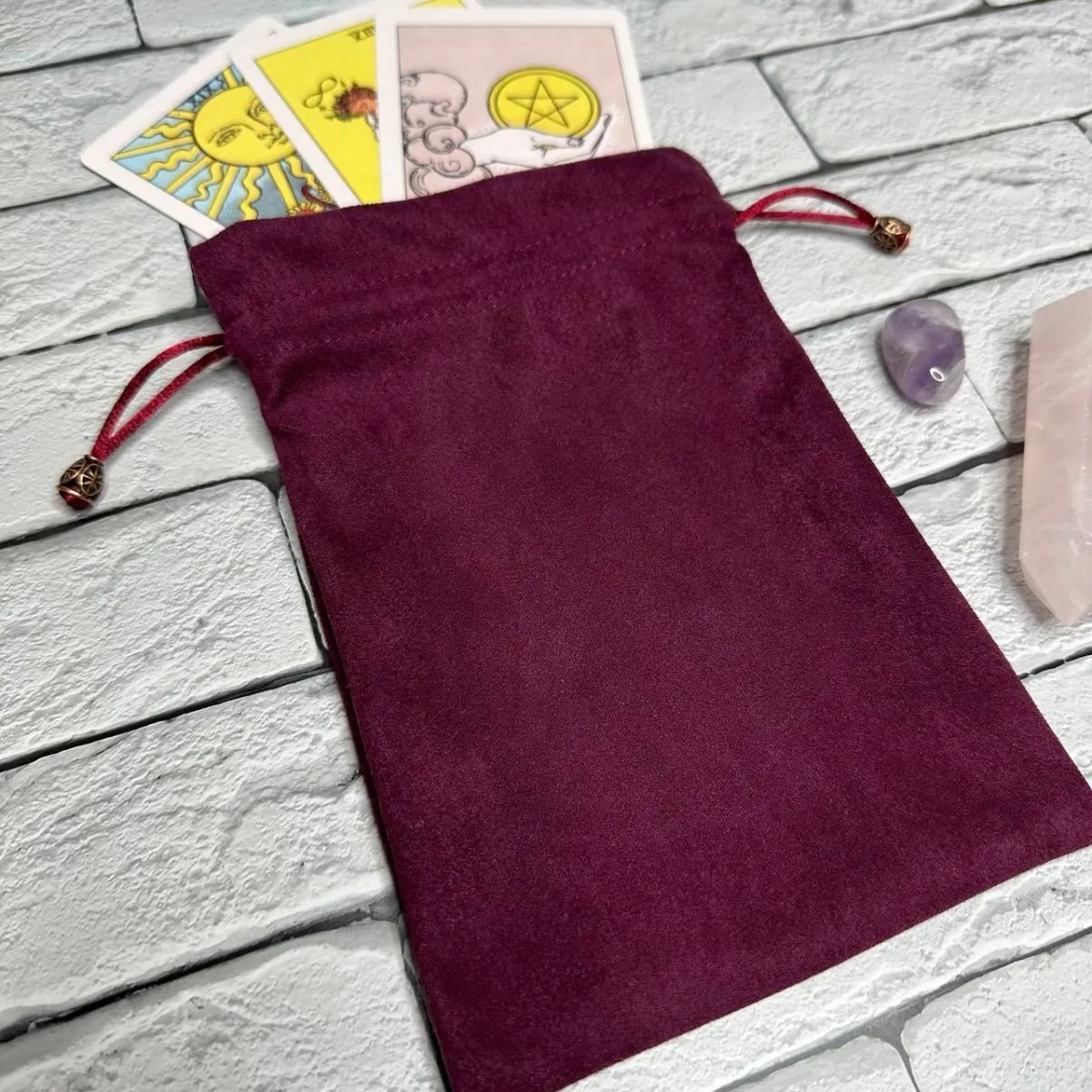 Мешочек для Таро бордовый, эко-замша