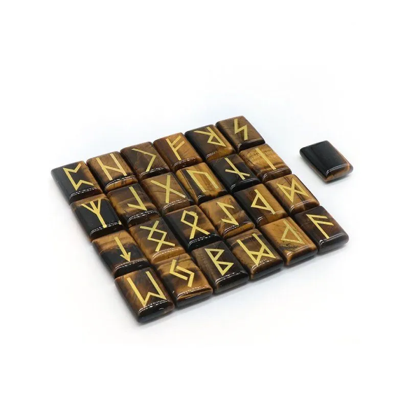 Набор рун из тигрового глаза, подарочная упаковка