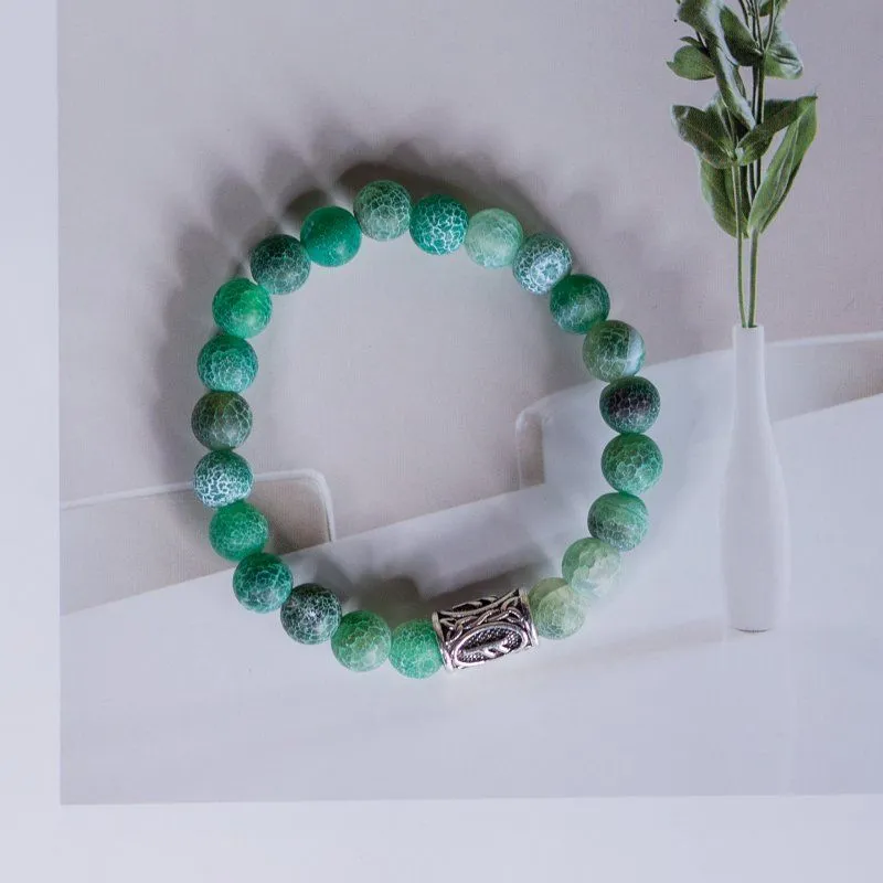 Браслет-талисман с руной Феху "Щедрость судьбы" из зеленого агата