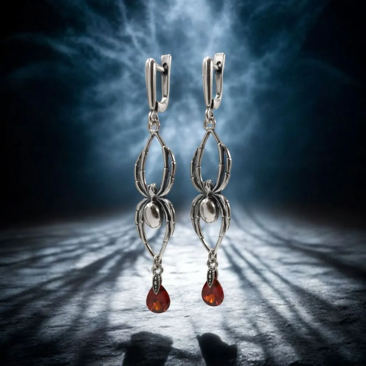 Серьги "Тень и рубин"