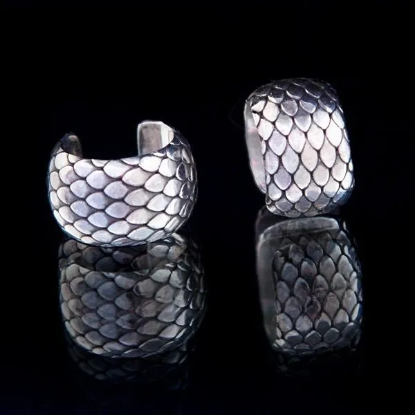 Серебряный кафф "Чешуя дракона"
