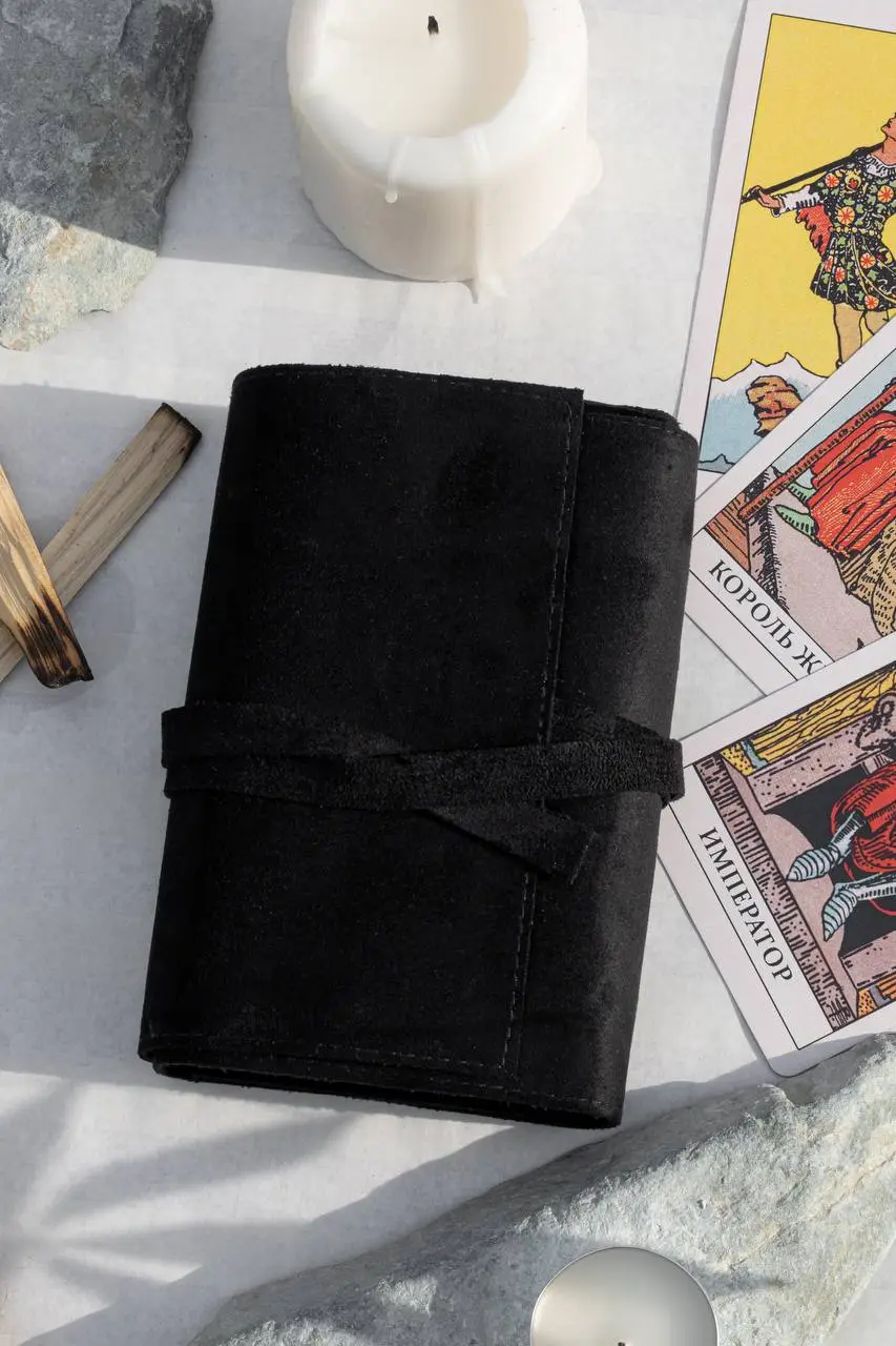 Чехол для Таро + мини-скатерть для раскладов, черная эко-замша