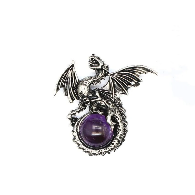 Кулон "Сумеречный Дракон" с аметистом, на цепочке