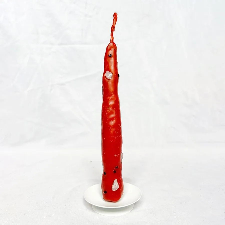 Катаная живая свеча "Любовная" с розовым кварцем и гранатом