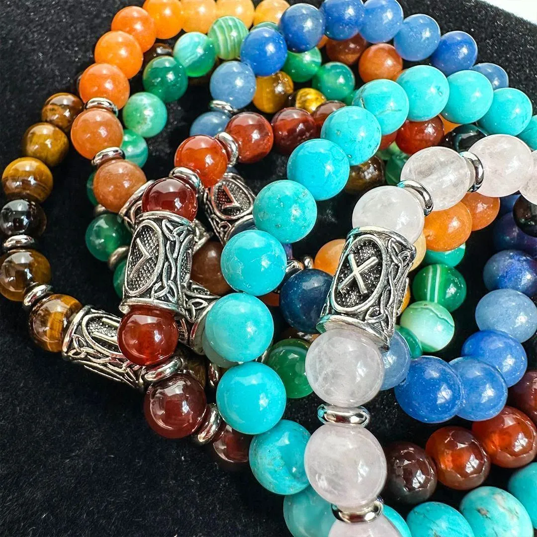 Браслет-талисман с руной Манназ "Воин света" из тигрового глаза