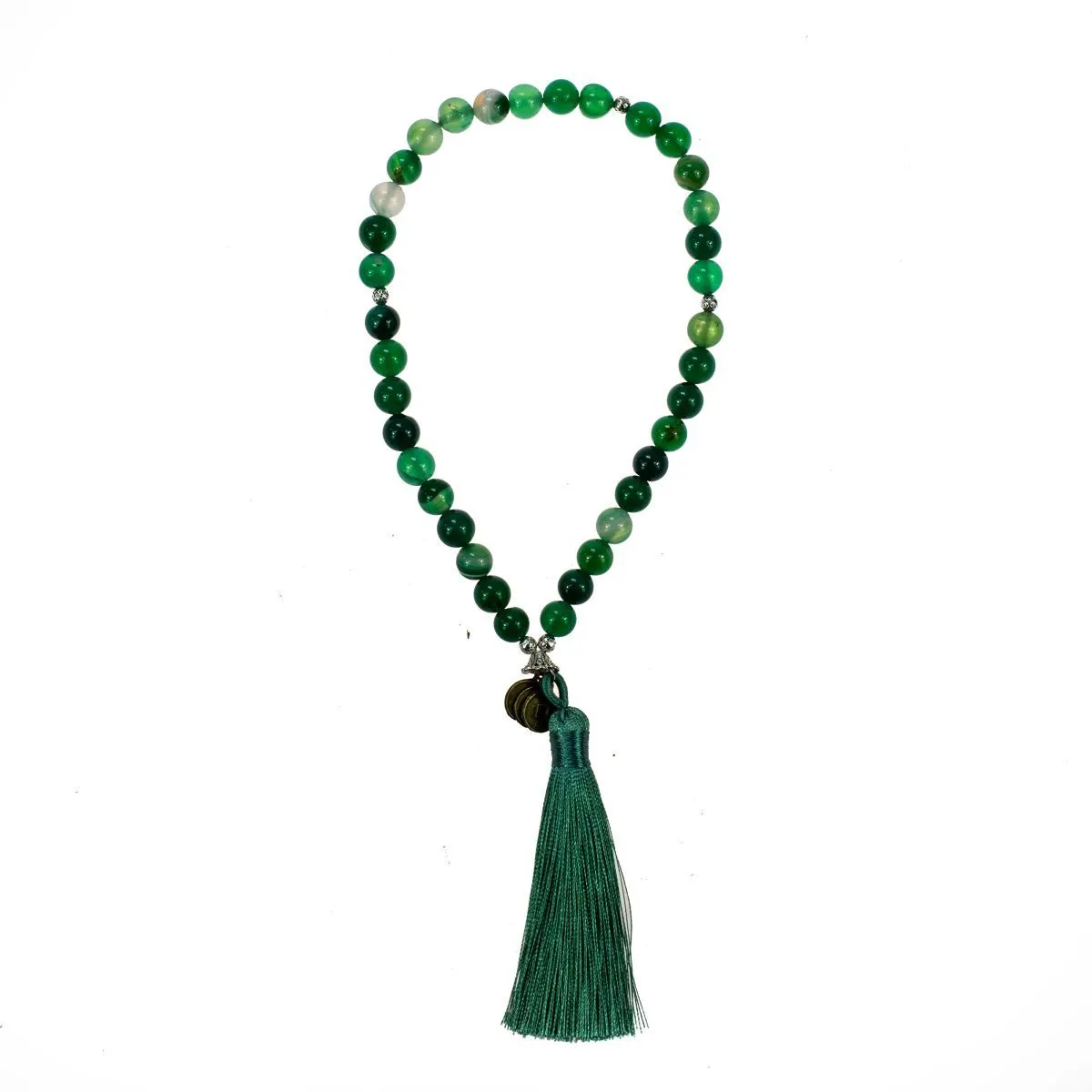 Четки "Фэн-шуй богатства" из зеленого агата, 36 бусин