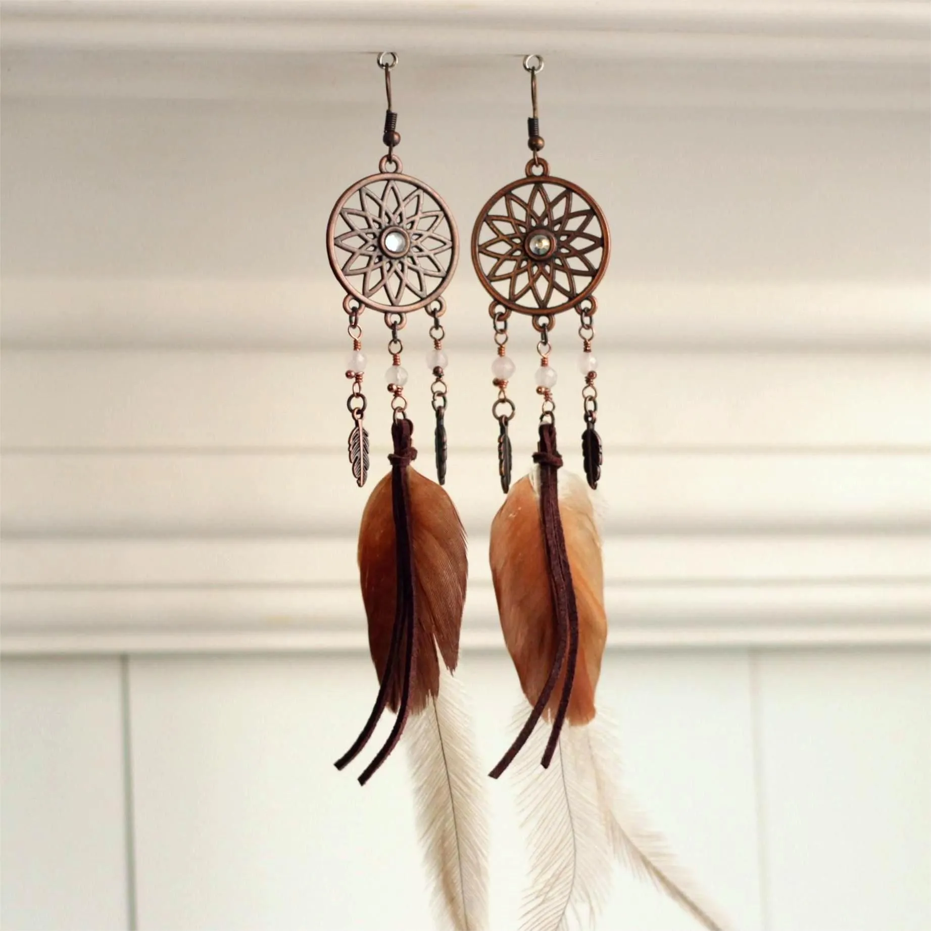 Серьги "Посланники небес" с перьями птиц, в ассортименте