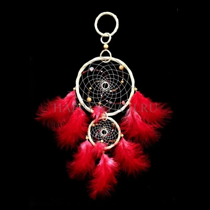 Ловец снов с двумя кольцами "Алый закат", диаметр 18 см