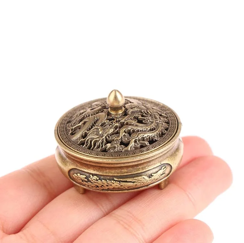 Мини-курильница "Дракон" на ножках бронзовая