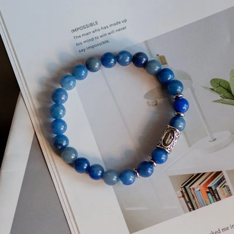 Браслет-талисман с руной Лагуз "Свобода быть собой" из голубого авантюрина