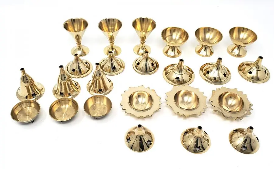 Подставка для благовоний-конусов "Духовный поиск" латунная, широкая