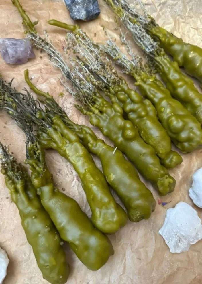 Катаная живая свеча "Рост и развитие" с полынью и розмарином