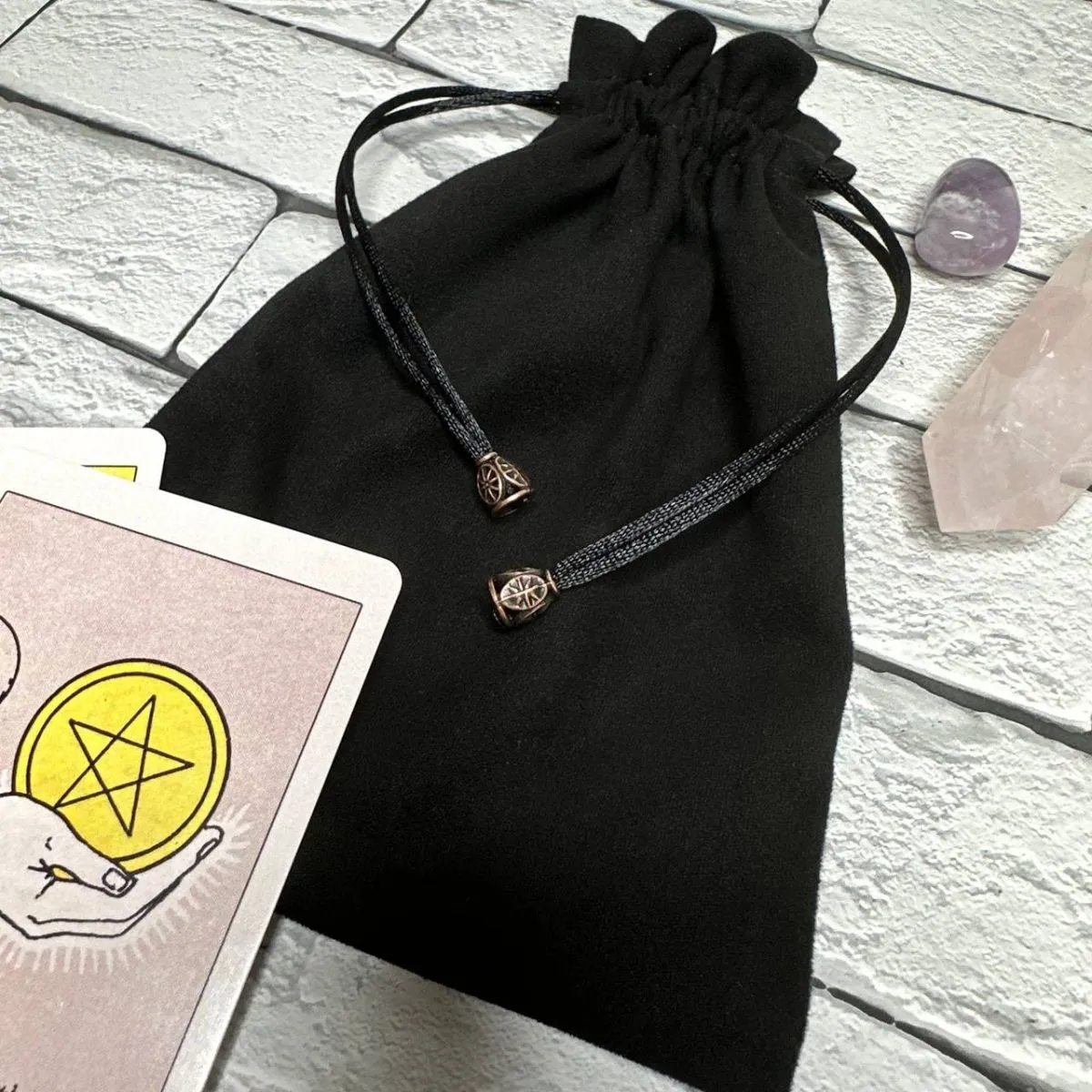 Мешочек для Таро черный, эко-замша