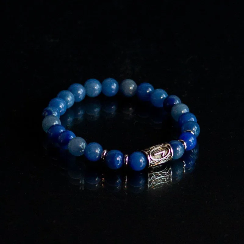 Браслет-талисман с руной Лагуз "Свобода быть собой" из голубого авантюрина