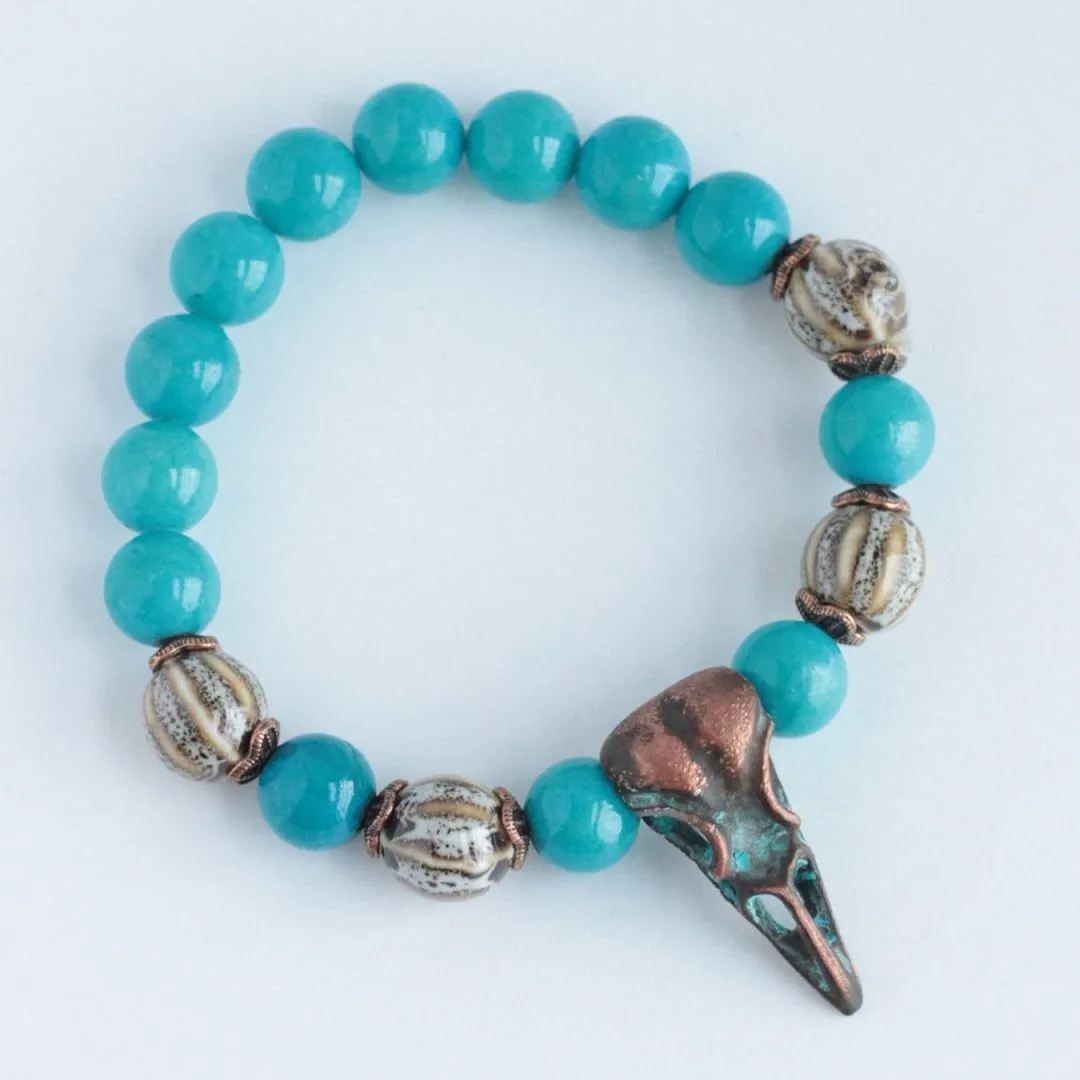 Браслет "Громовая Птица" из халцедона, гематита и керамики