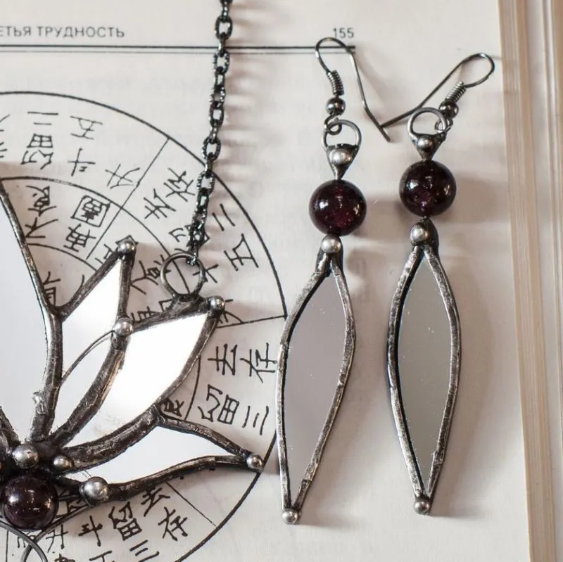 Серьги "Зеркальный лотос"