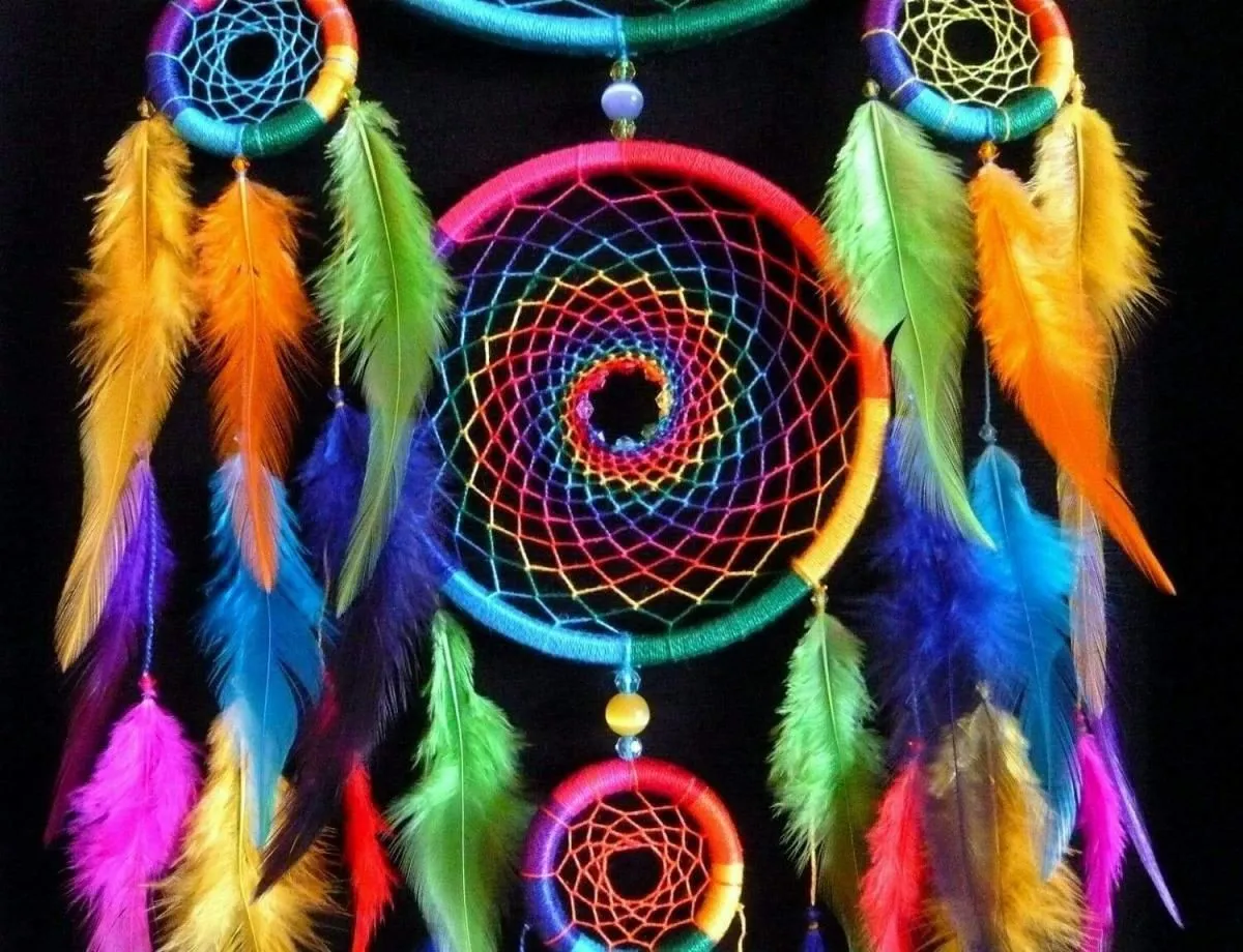 Ловец снов с пятью кольцами "Аура", диаметр 20 см