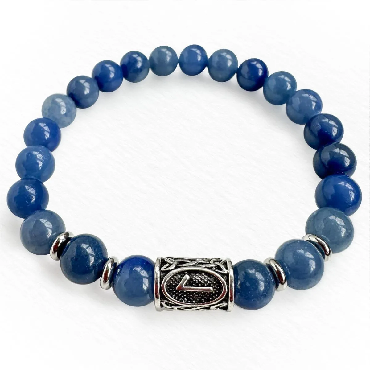 Браслет-талисман с руной Лагуз "Свобода быть собой" из голубого авантюрина