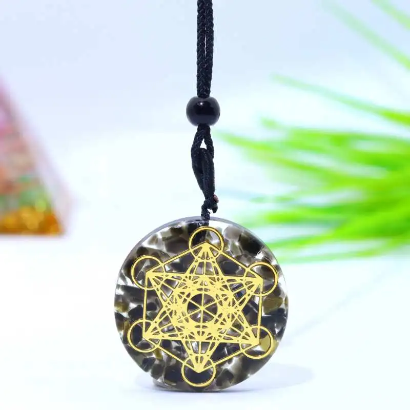 Подвеска Куб Метатрона с обсидианом