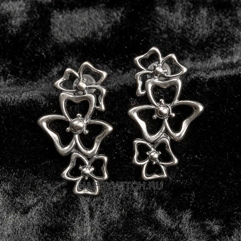 Серебряные серьги "Трилистник"