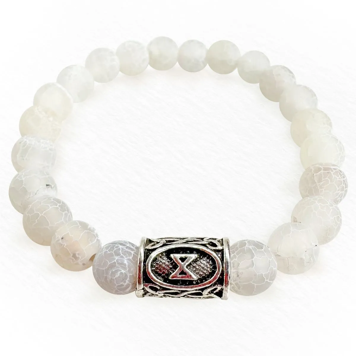 Браслет-талисман с руной Дагаз "Крылья ангела" из белого агата