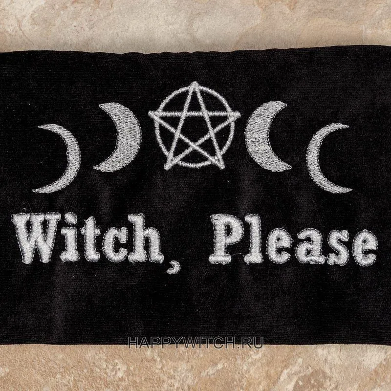 Мешочек для Таро "Witch, please" со светлой вышивкой