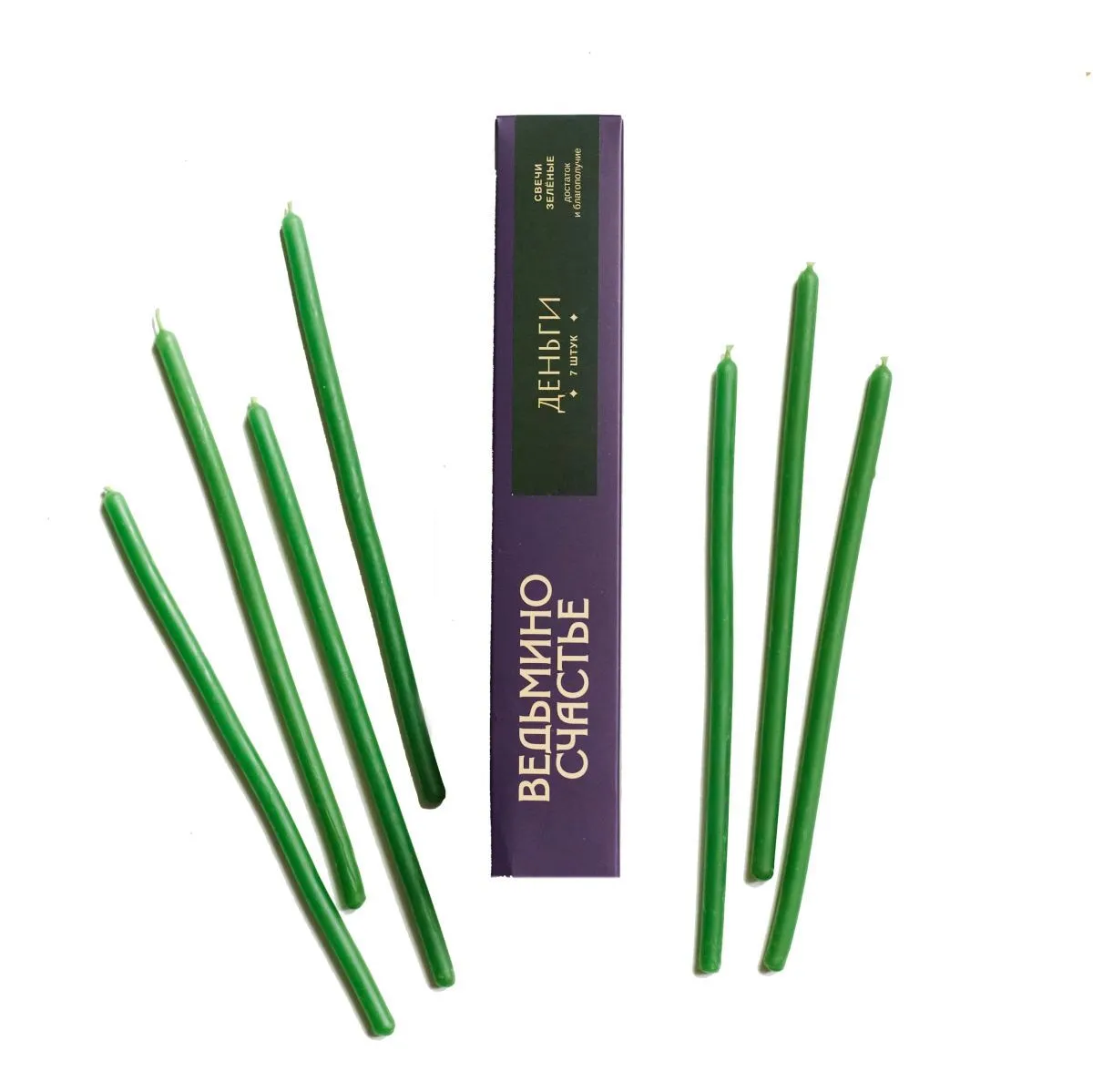 Набор свечей восковых зеленых "Деньги", 7 шт