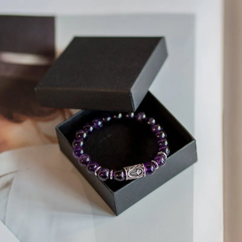 Браслет-талисман с руной Альгиз "Защита и предвидение" из аметиста