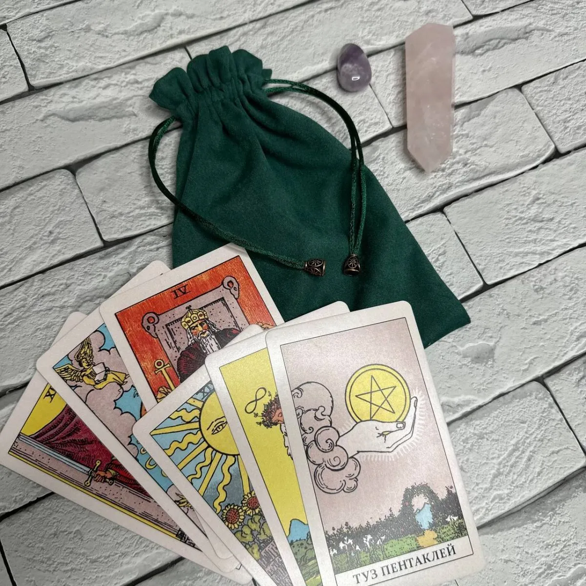 Мешочек для Таро зеленый, эко-замша