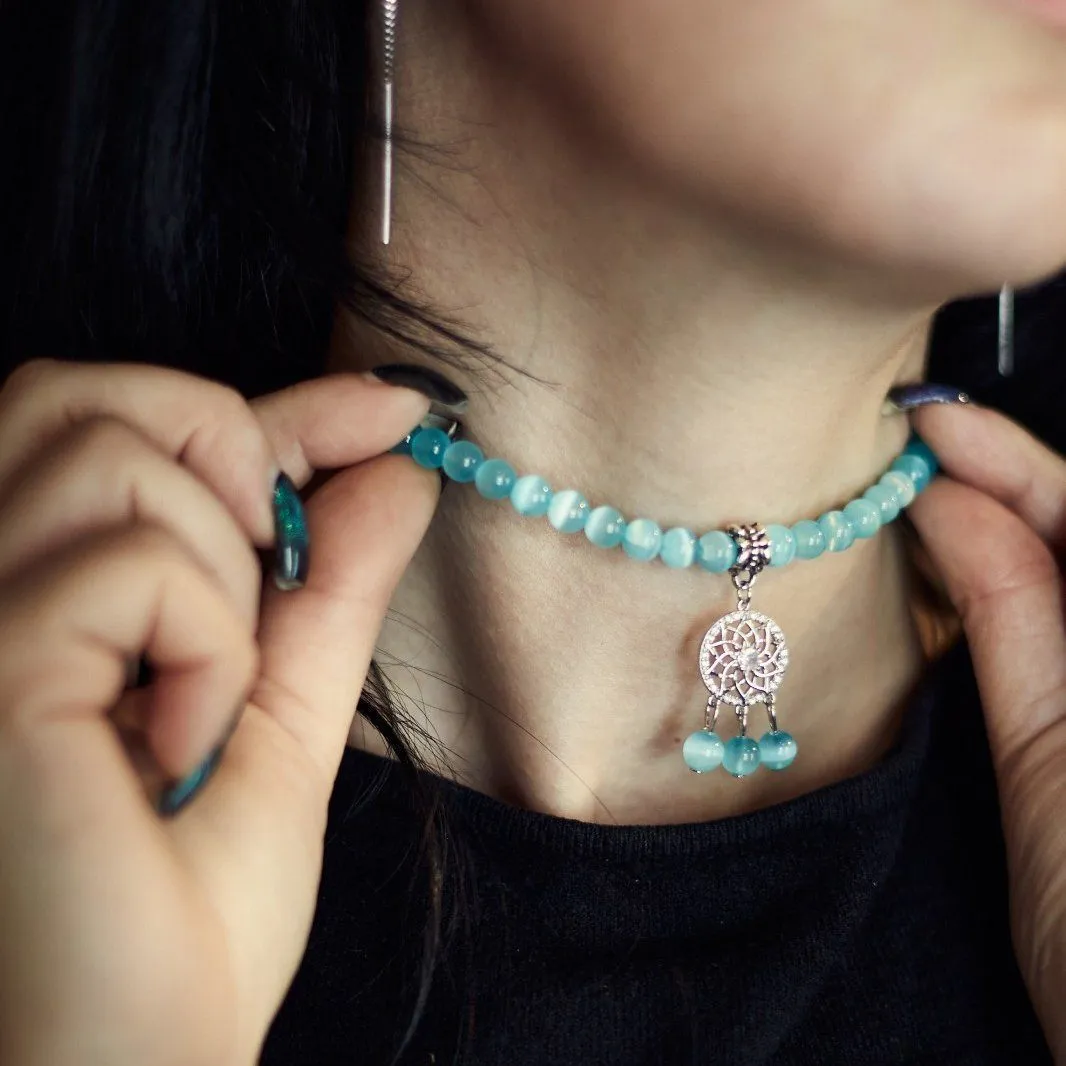 Чокер "Океан Луны", бирюзовый селенит