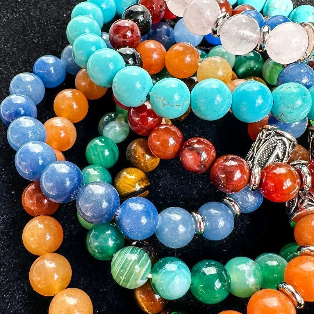 Браслет-талисман с руной Лагуз "Свобода быть собой" из голубого авантюрина