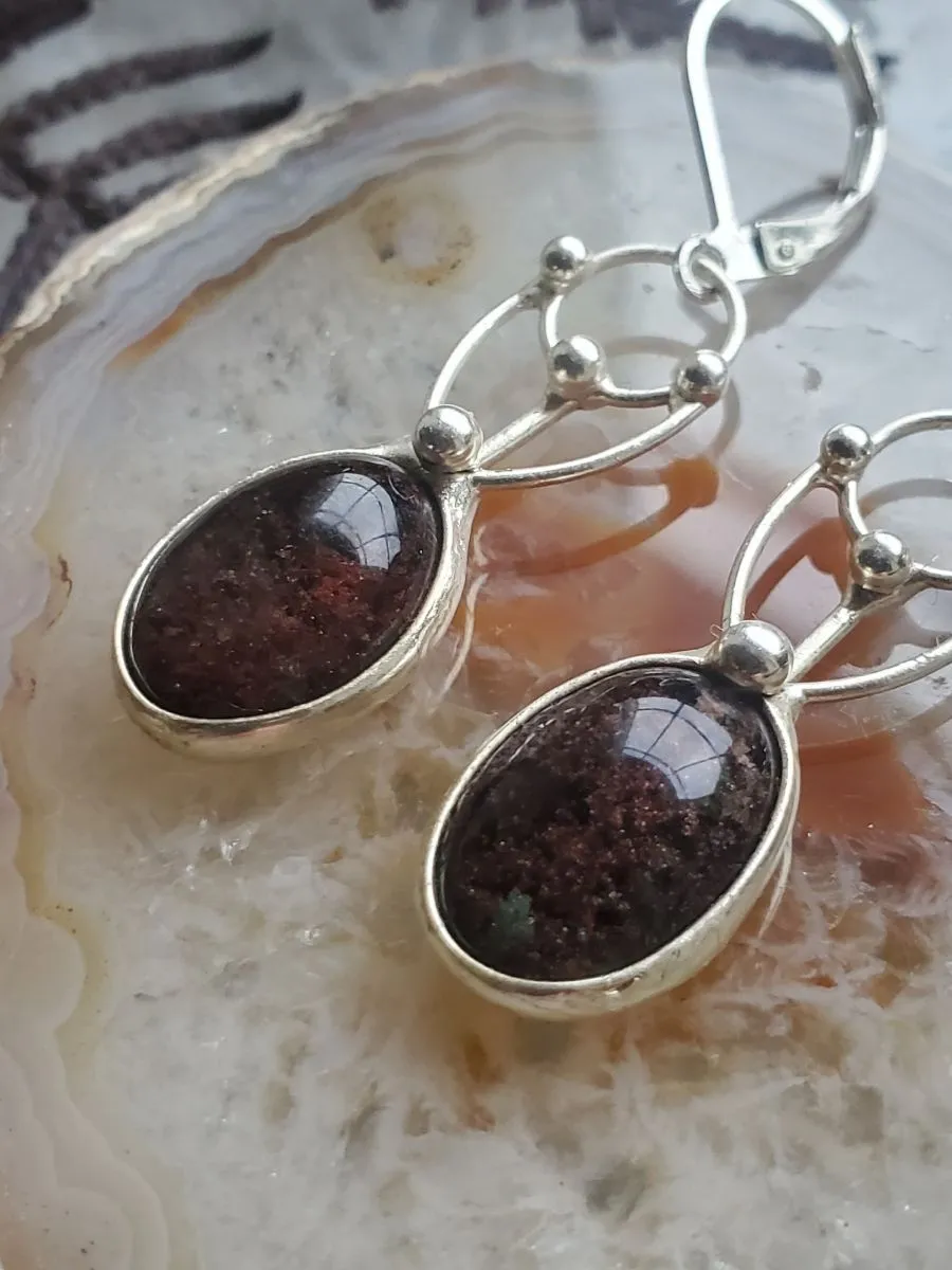 Серьги "Богиня жизни" с моховыми агатами