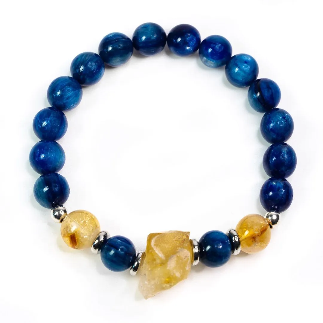 Браслет "Рождение Сверхновой" из кианита и цитрина с кристаллом цитрина