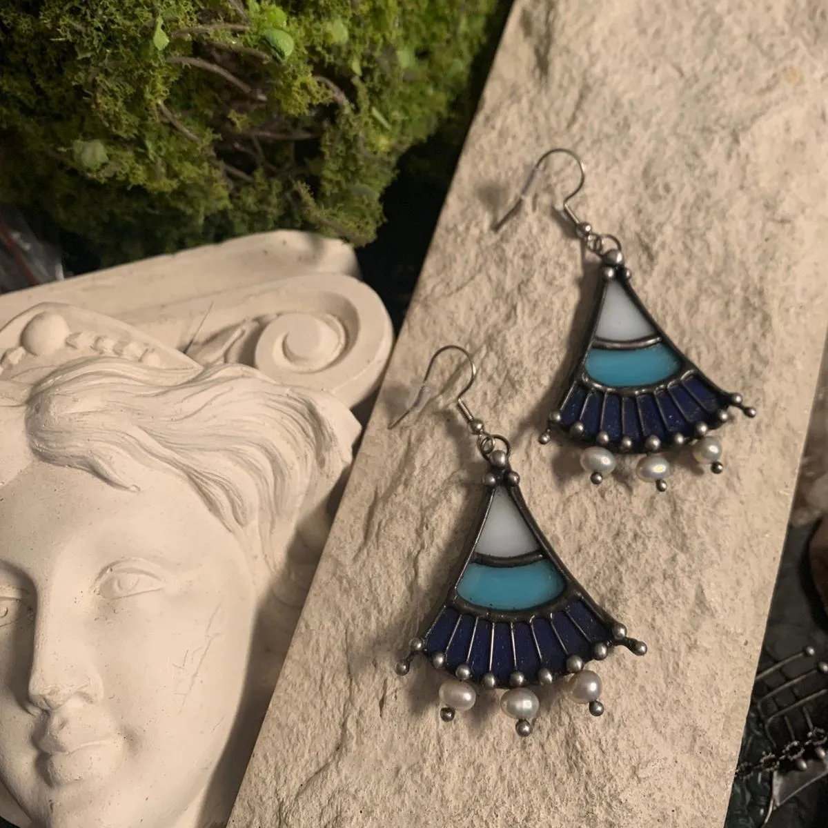 Серьги "Египет" из витражного стекла