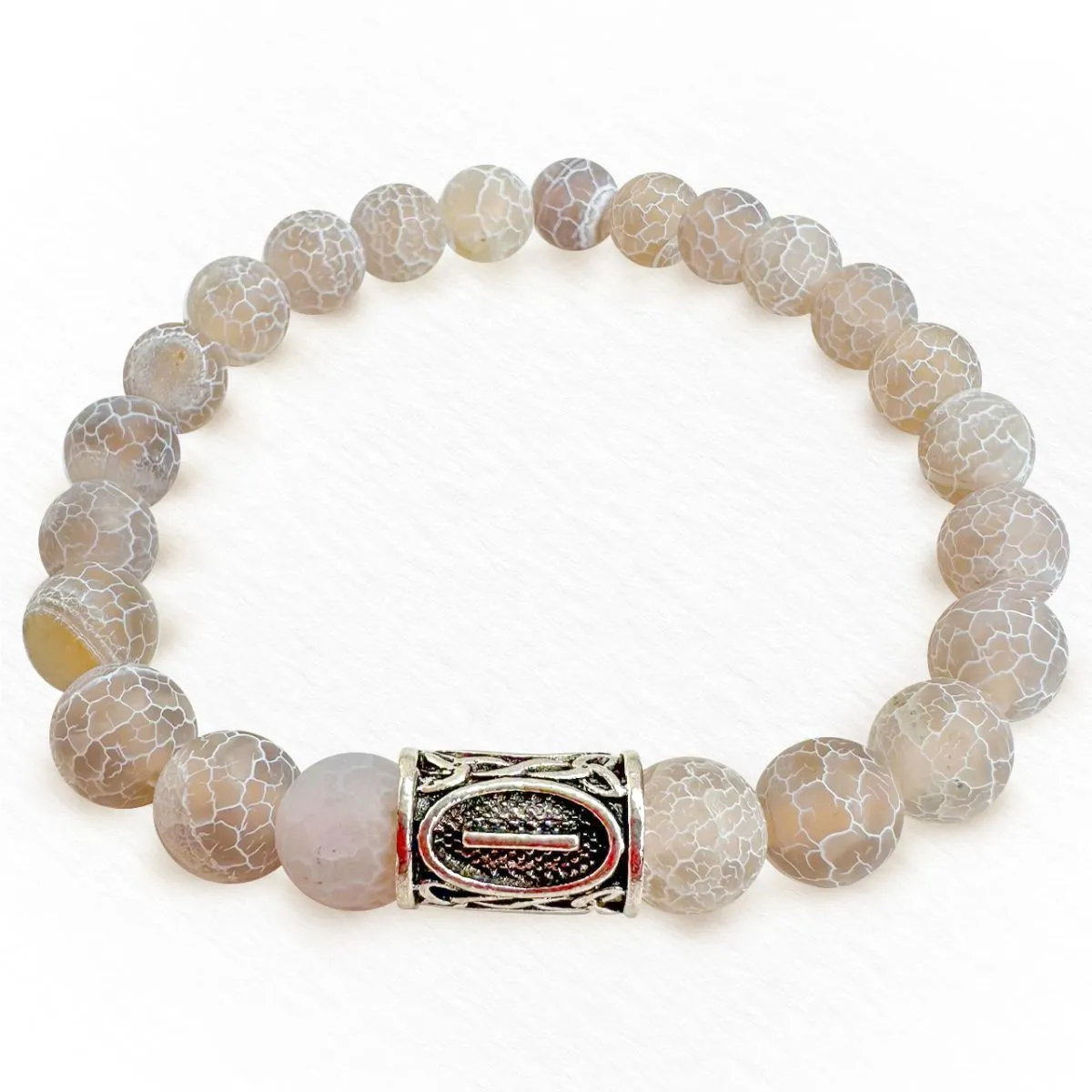 Браслет-талисман с руной Иса "Тихая сила" из серого агата