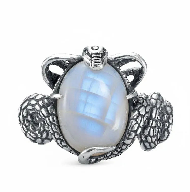 Кольцо "Кобра", лунный камень, р.17