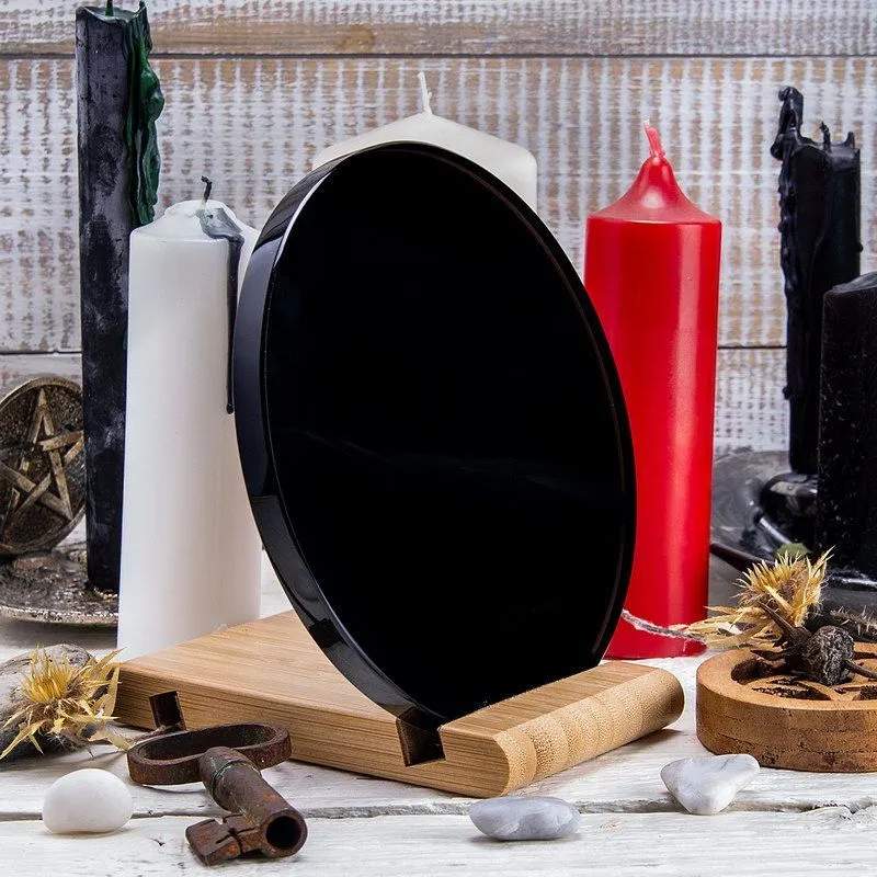 Зеркало из черного стекла, круглое, 15 см