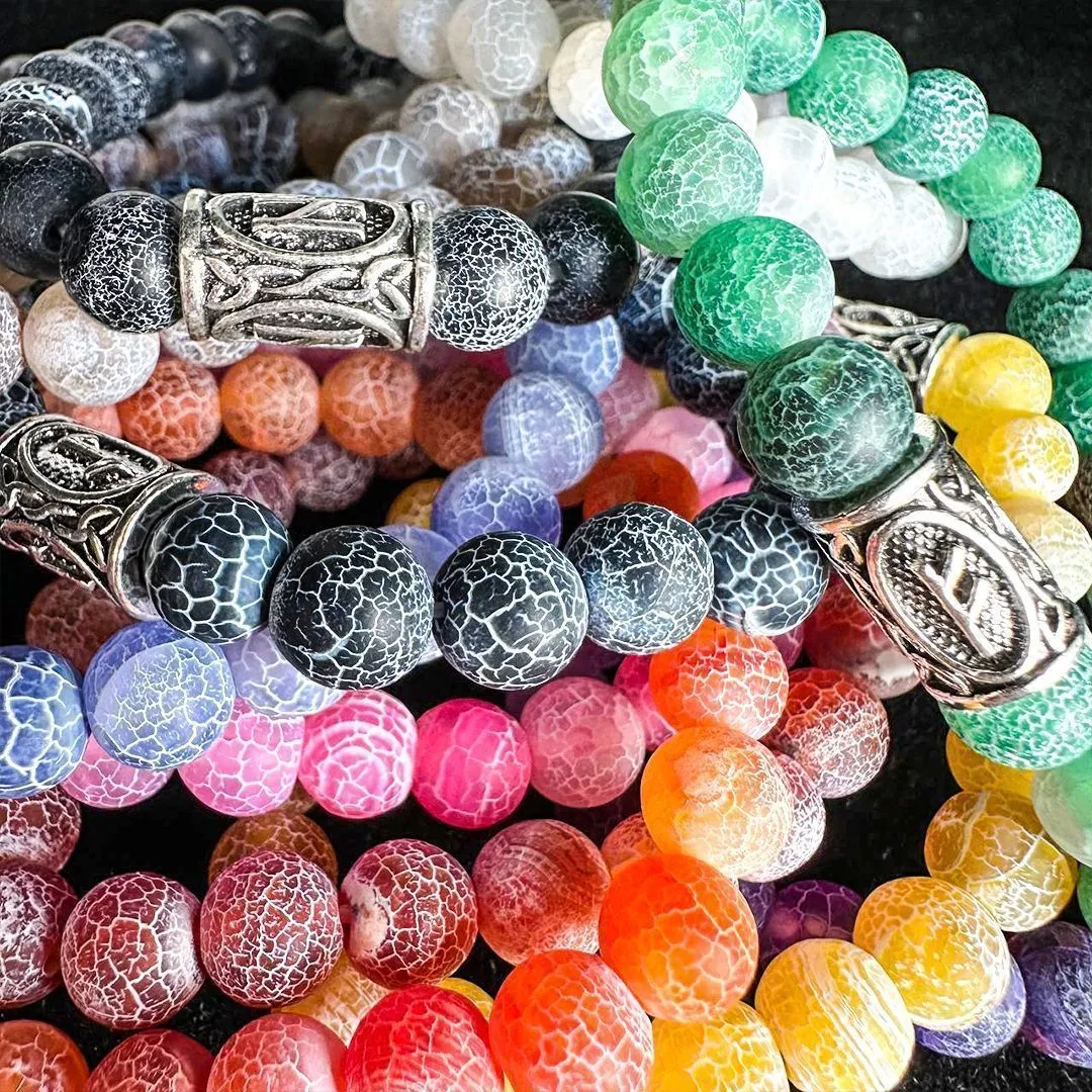 Браслет-талисман с руной Вуньо "Счастливая любовь" из розового агата