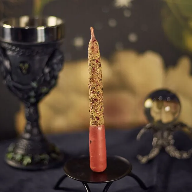 Свеча восковая розовая с травами "Романтика"