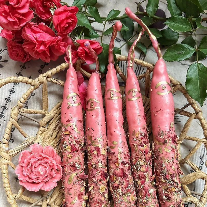 Катаная живая свеча "Око" с розой и шалфеем