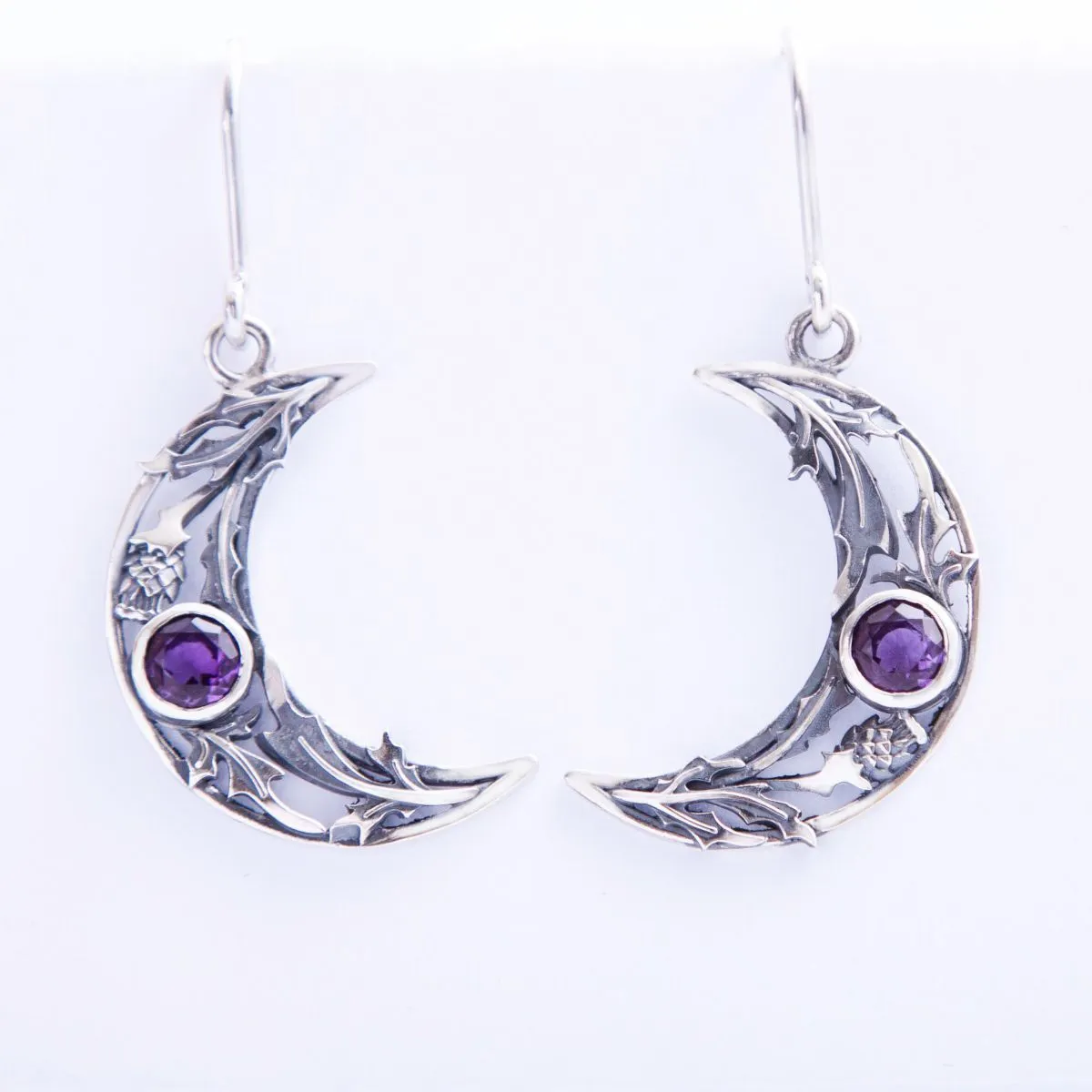 Серебряная серьга "Лунница с чертополохом" 1 шт