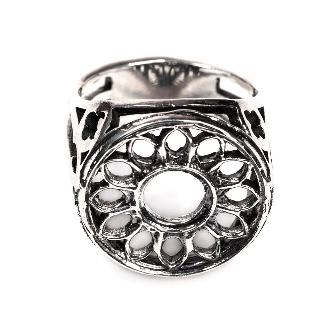 Посеребренное кольцо-печатка "Готическая роза"