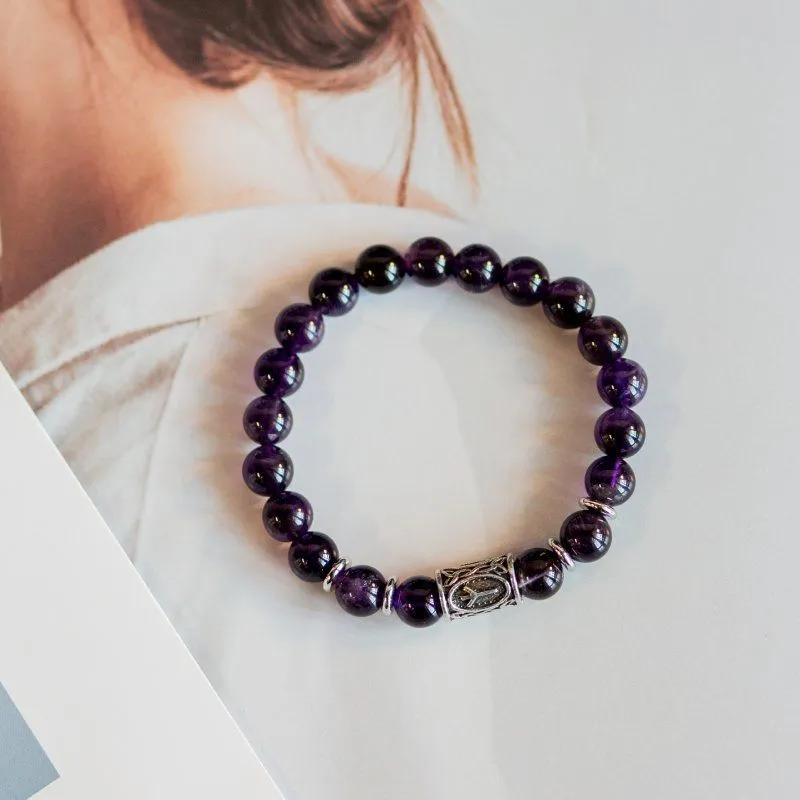 Браслет-талисман с руной Альгиз "Защита и предвидение" из аметиста