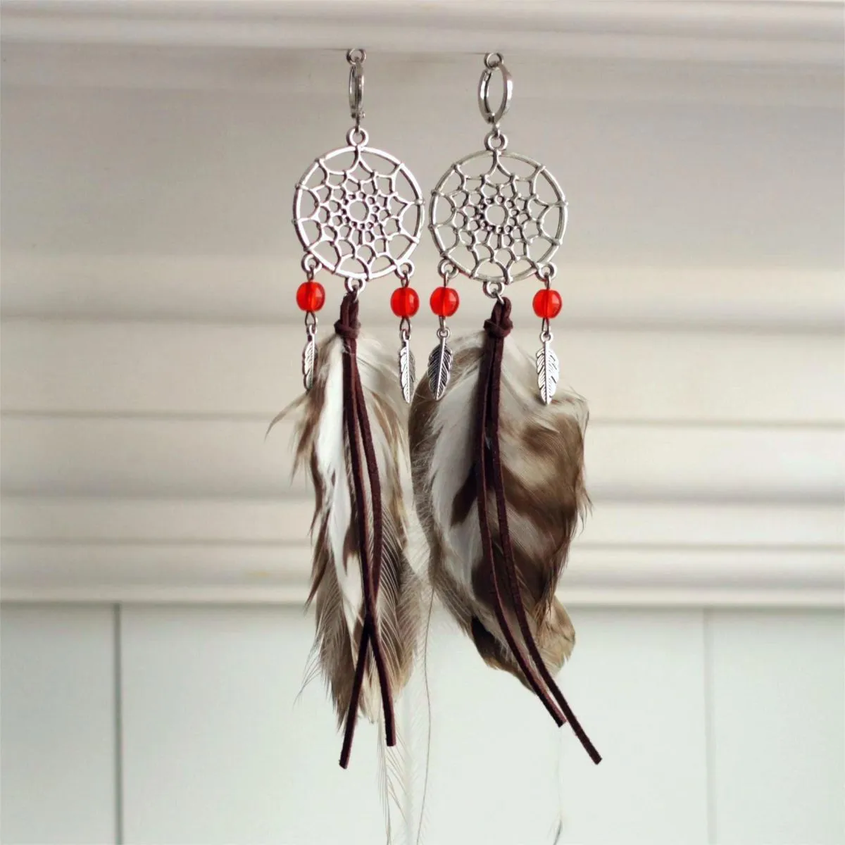 Серьги "Посланники небес" с перьями птиц, в ассортименте